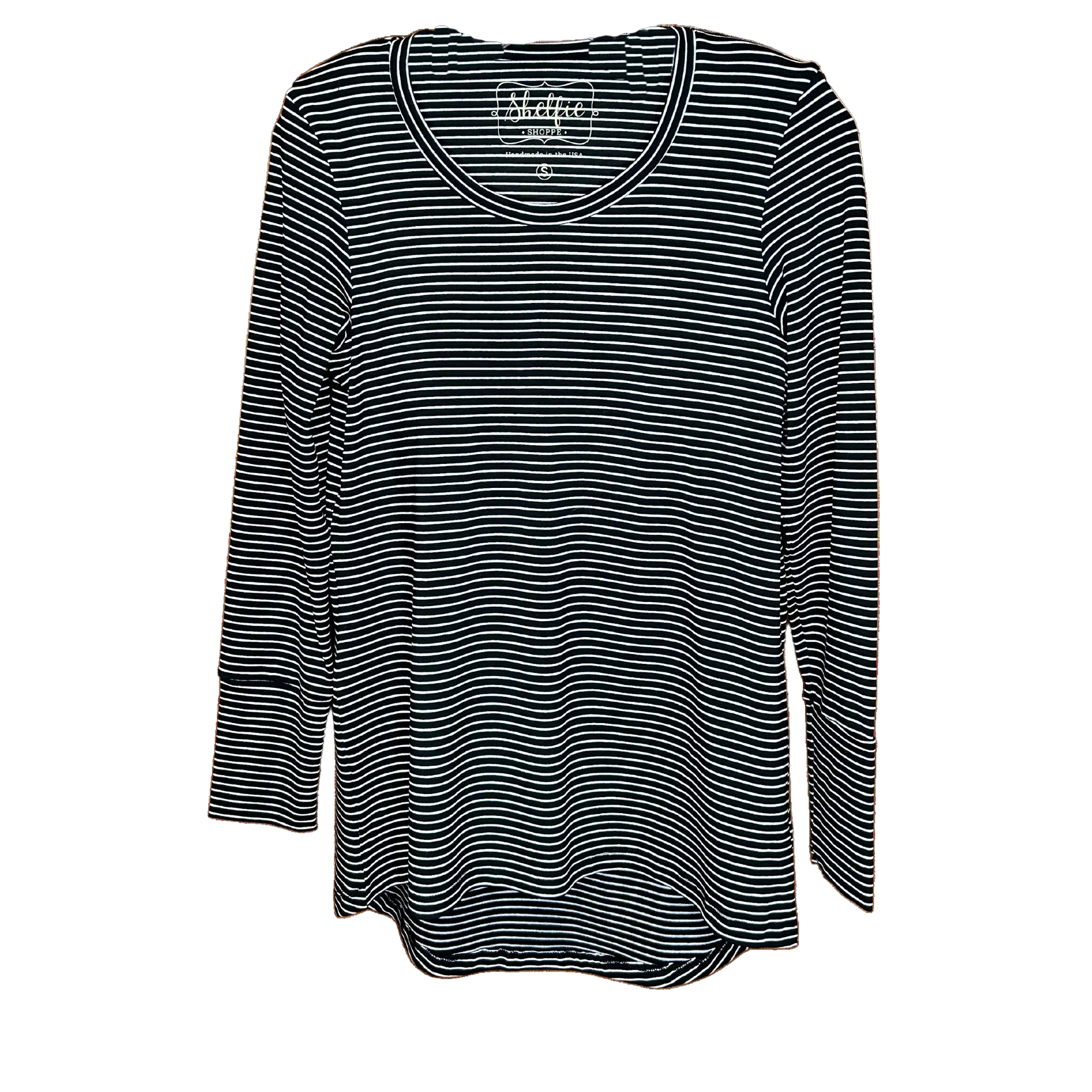 Long Sleeved Hi Lo Top with Built In Shelf Bra