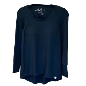 Long Sleeved Hi Lo Top with Built In Shelf Bra