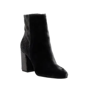 Lucky Brand Womens Black Velvet Wesson Bootie block heel 7