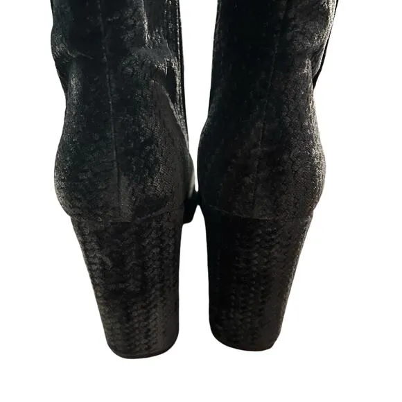 Lucky Brand Womens Black Velvet Wesson Bootie block heel 7