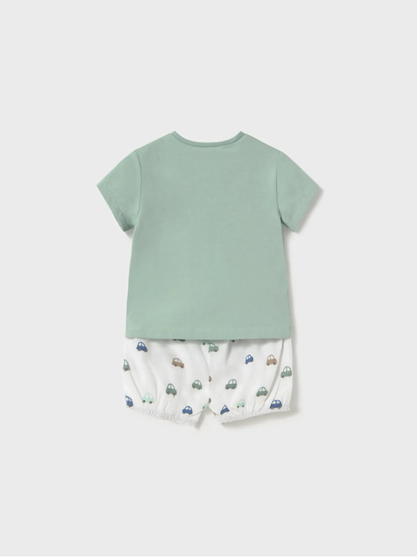 Mayoral Baby Boy Green & White Car Print Short Set
