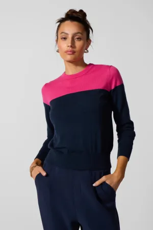 Merino Crew Neck - Navy Blazer/Fuchsia