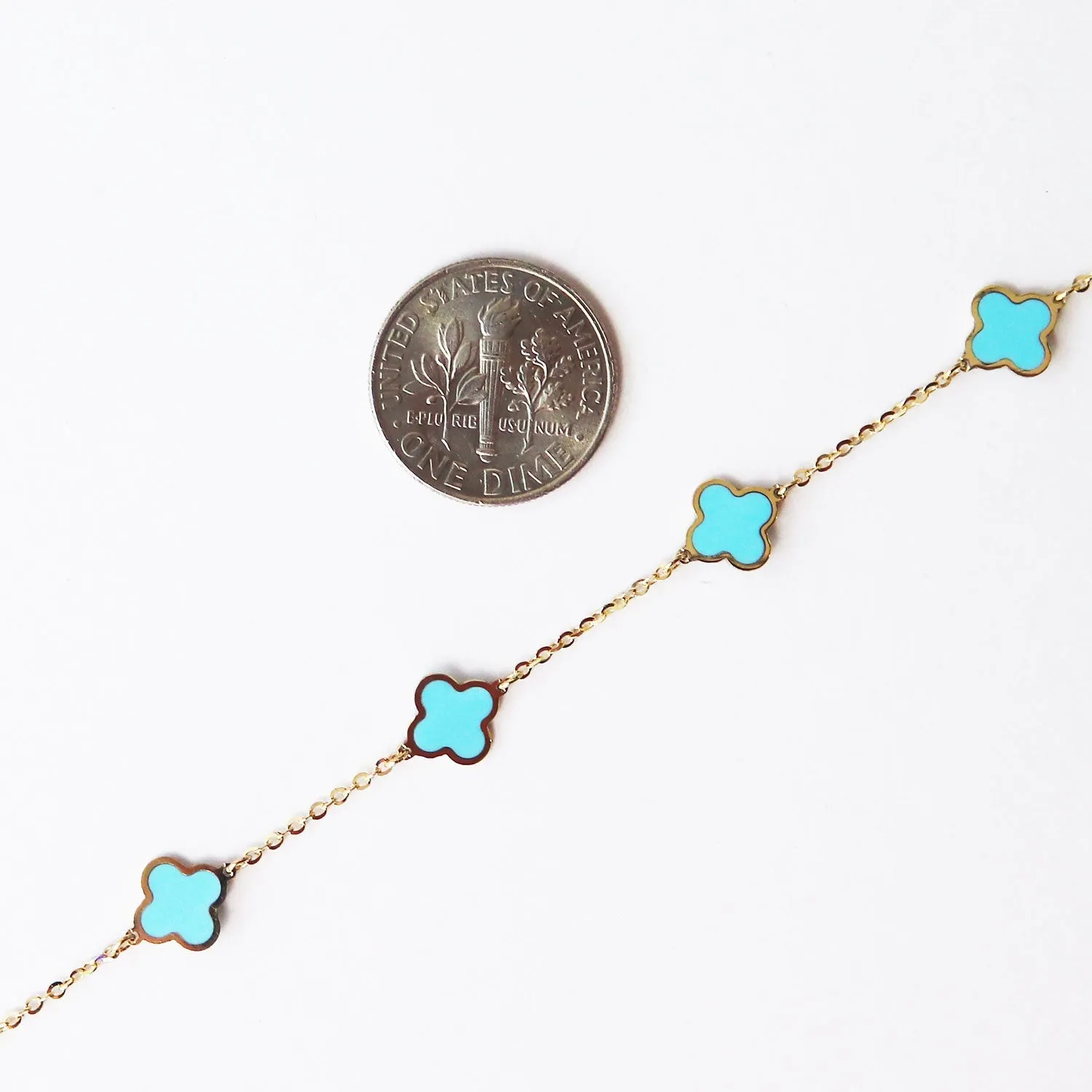 Mini Malachite and Gold Clover Necklace