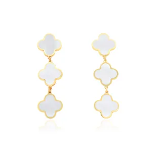 Mother of Pearl Clover Dangle Earrings
