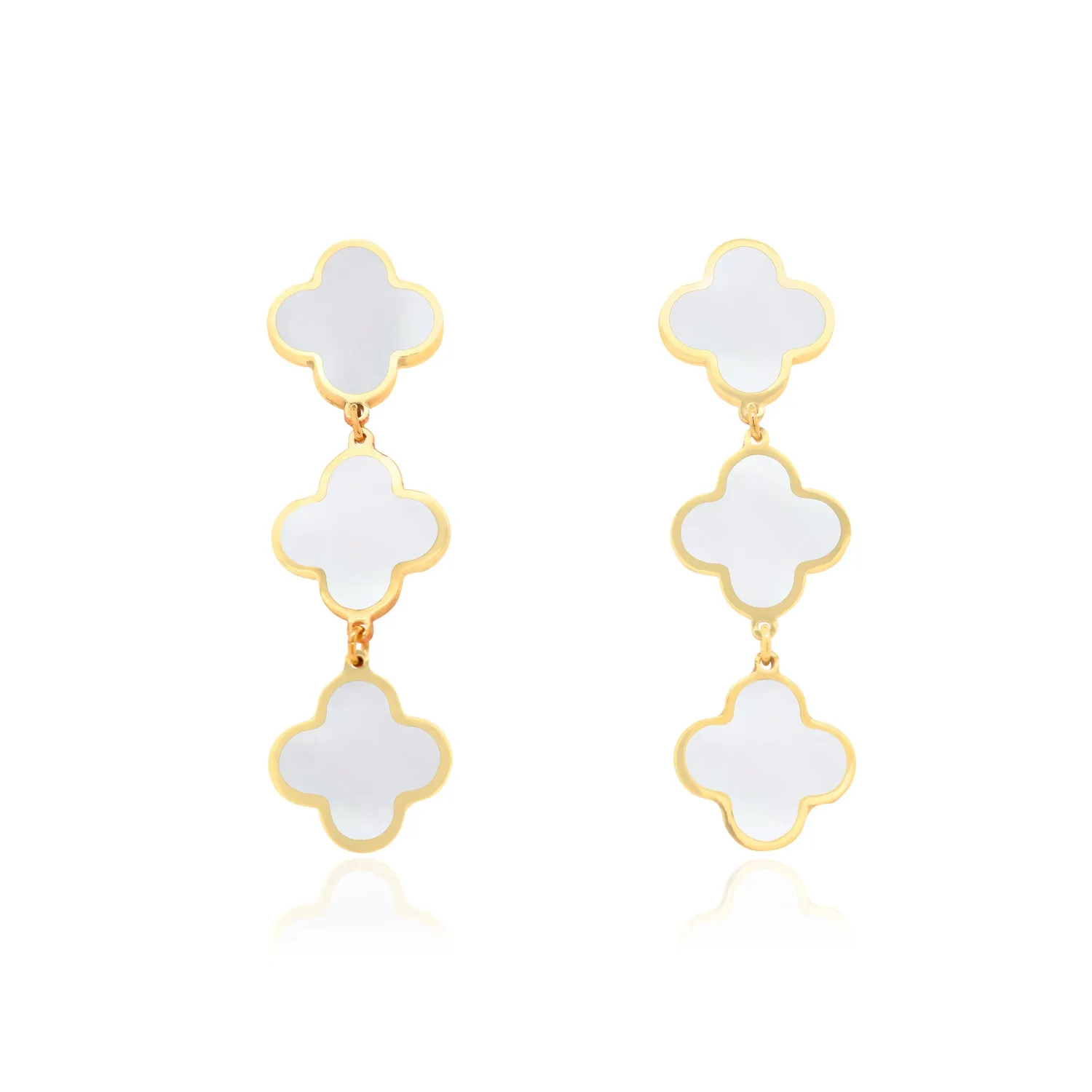 Mother of Pearl Clover Dangle Earrings