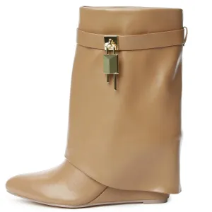 Mutto-2 Drape Mid-Calf Wedge Boot