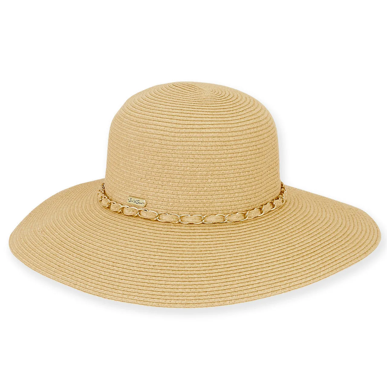Natural Gold Chain Paper Braided Beach Hat