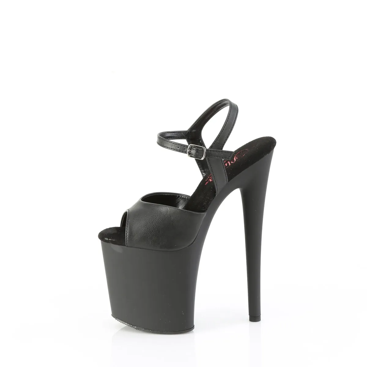 NAUGHTY-809  Black Faux Leather/Black Matte