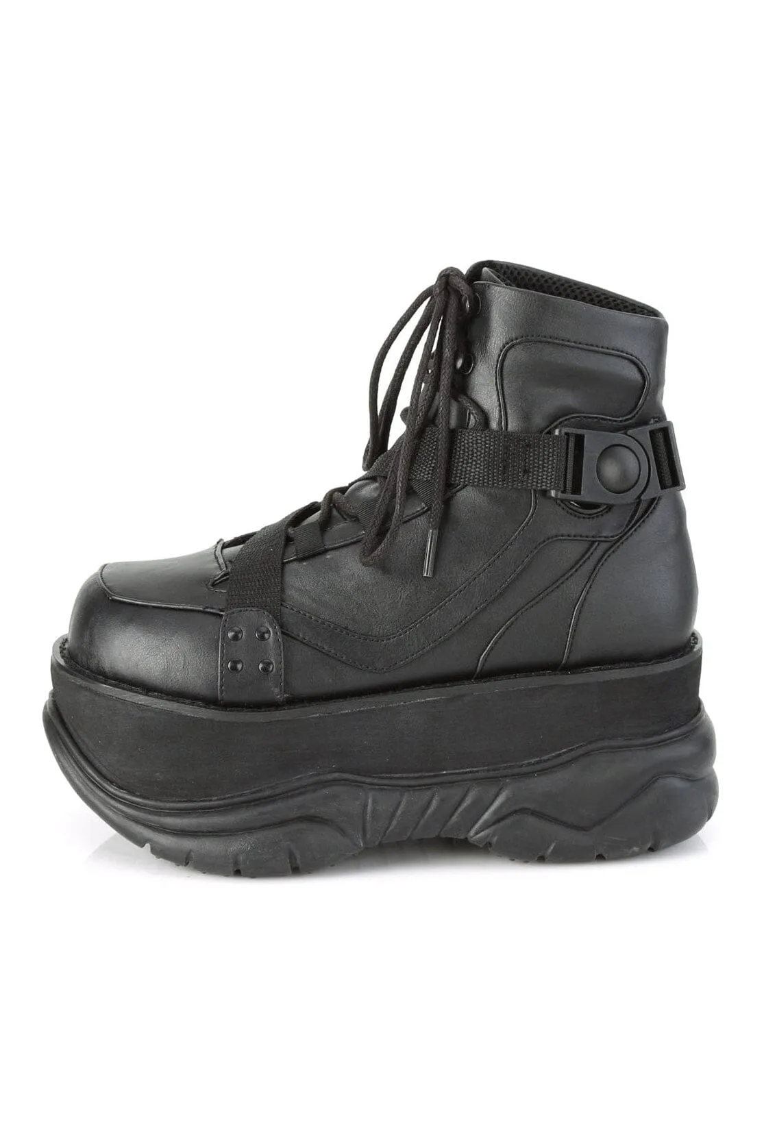 NEPTUNE-181 Black Vegan Leather Ankle Boot