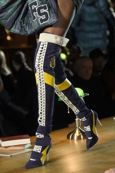 New Arrival Blue Patchwork Thigh high boots Women pointy toe High heels Lace up botas largas Sexy Over the knee knight boots