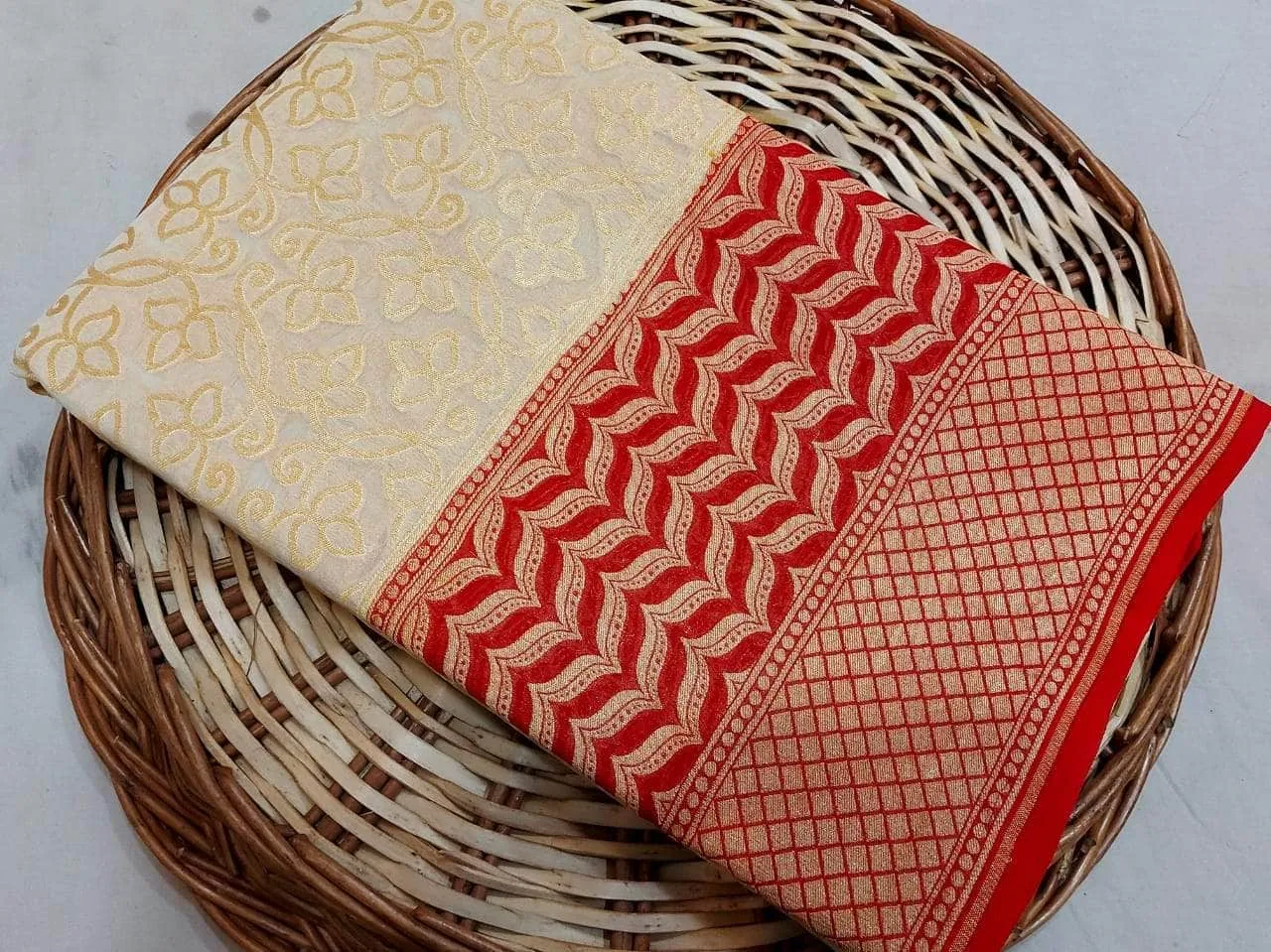 New Designer Pure Handloom Banarasi Khaddi Chiffon Georgette Silk Saree