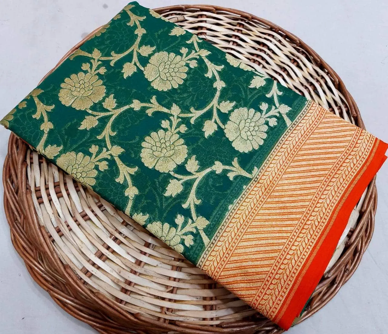 New Designer Pure Handloom Banarasi Khaddi Chiffon Georgette Silk Saree