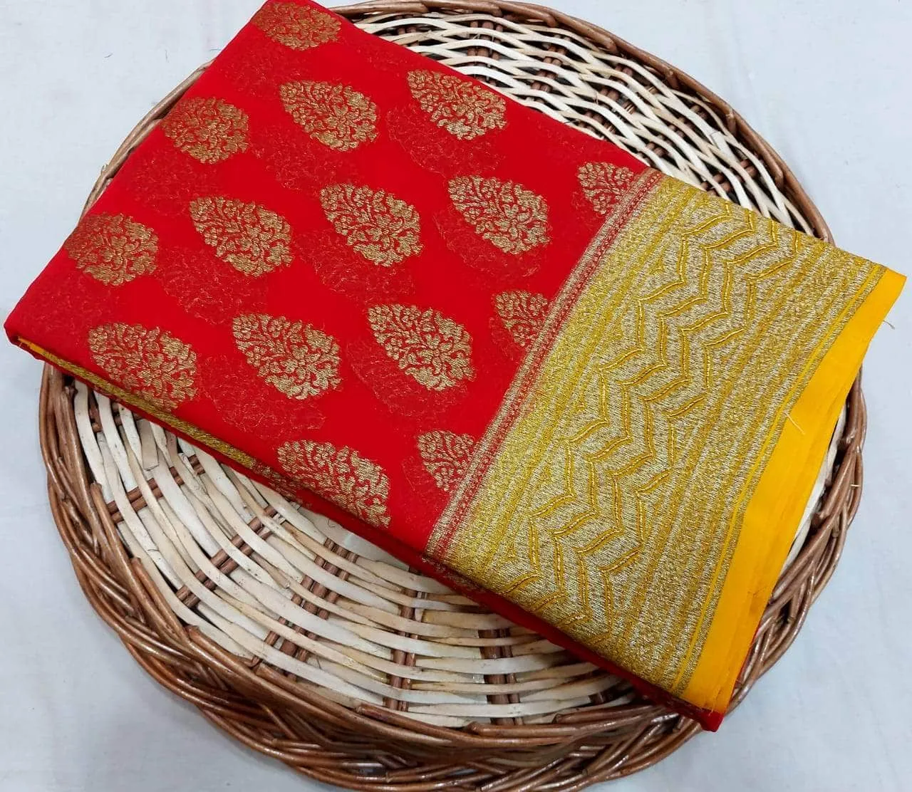 New Designer Pure Handloom Banarasi Khaddi Chiffon Georgette Silk Saree