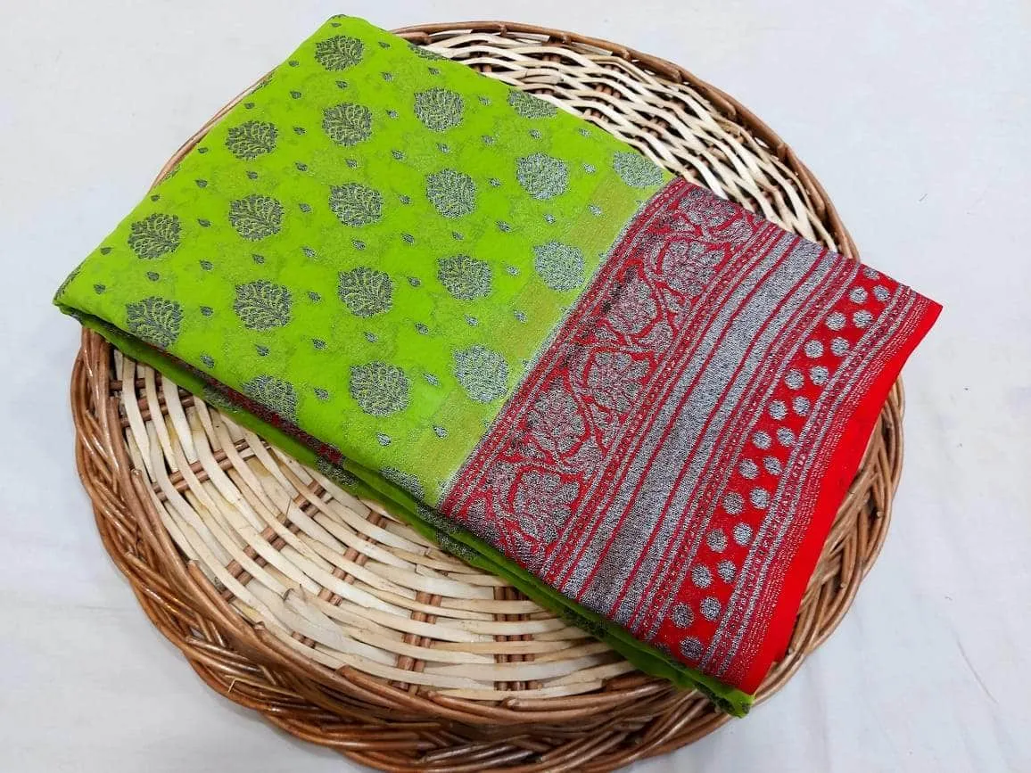 New Designer Pure Handloom Banarasi Khaddi Chiffon Georgette Silk Saree