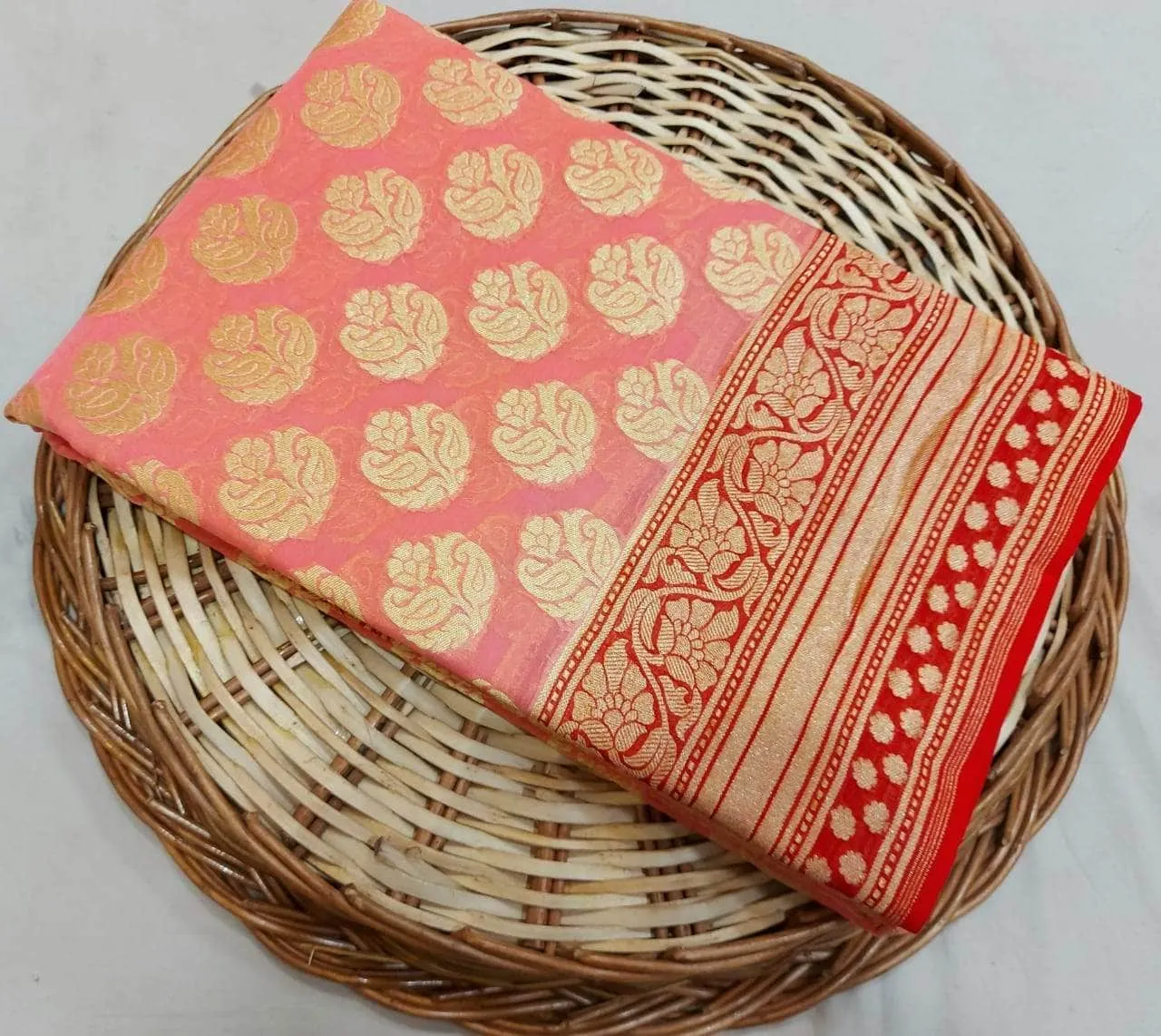 New Designer Pure Handloom Banarasi Khaddi Chiffon Georgette Silk Saree