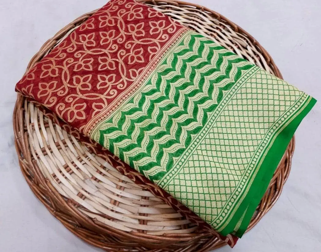 New Designer Pure Handloom Banarasi Khaddi Chiffon Georgette Silk Saree