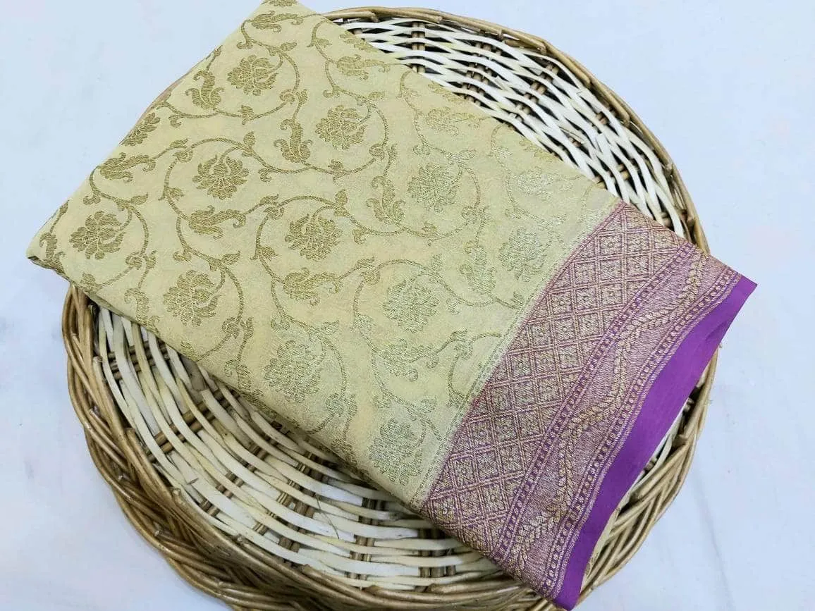 New Designer Pure Handloom Banarasi Khaddi Chiffon Georgette Silk Saree