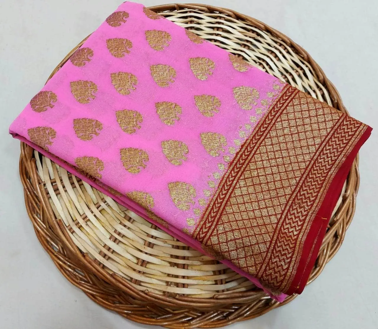 New Designer Pure Handloom Banarasi Khaddi Chiffon Georgette Silk Saree