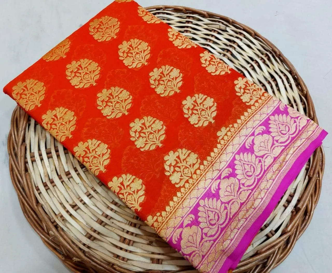 New Designer Pure Handloom Banarasi Khaddi Chiffon Georgette Silk Saree
