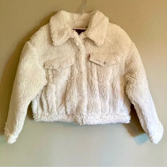 NEW Levi's Baby Bubble Sherpa Trucker Jacket Coconut Milk Cream Off White Size L