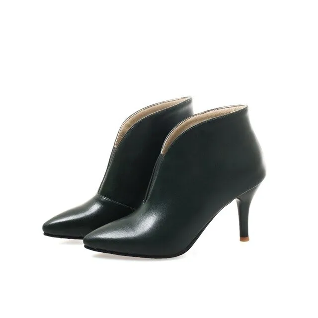 newest hot sale pointed toe super high thin heels zip winter warm plush fashion sexy elegant large size ankle boots
