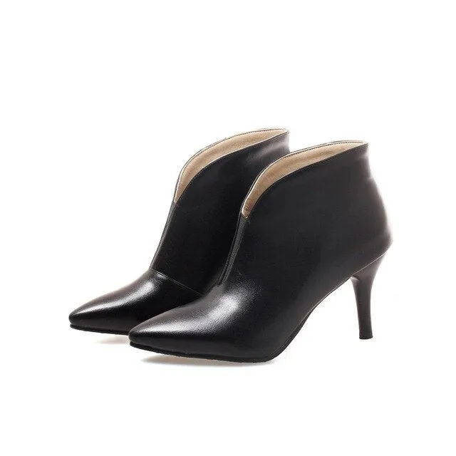 newest hot sale pointed toe super high thin heels zip winter warm plush fashion sexy elegant large size ankle boots