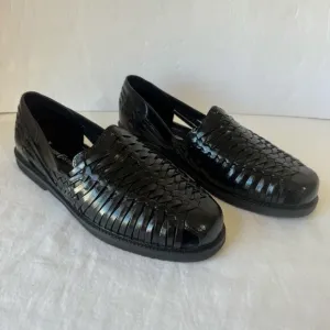 NIB Deer Stags Men's Antonio Woven Leather Shoes Loafer Sandals 10.5 Black