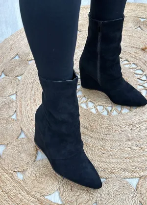 Nikki Black Slouchy Wedge Boots