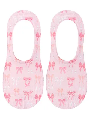 No-Show Liner Socks - Ribbon Bows - Pink