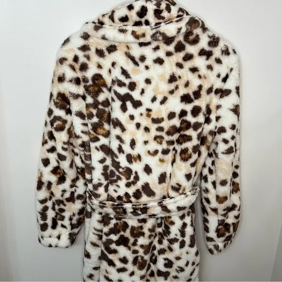 NWT Aerie Plush Robe Leopard Print Super Soft Cozy Sherpa Women's Size XS/S
