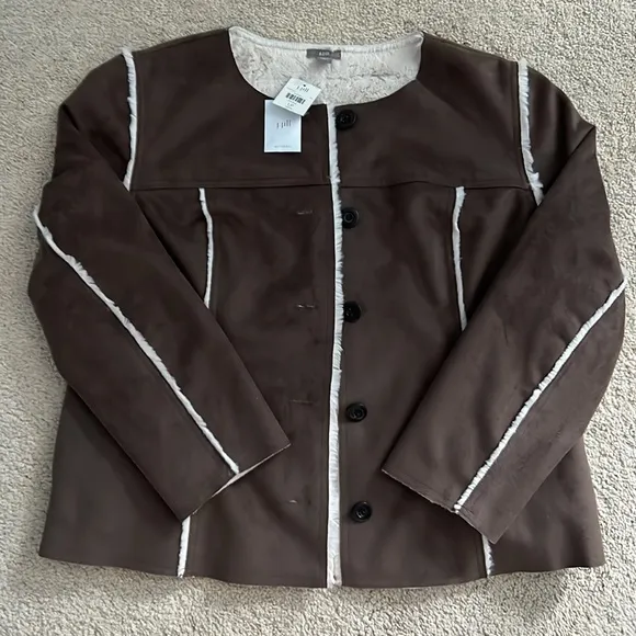 NWT J.Jill Women’s Jacket Shale Brown 2 Side Pockets Super Soft Interior Lining