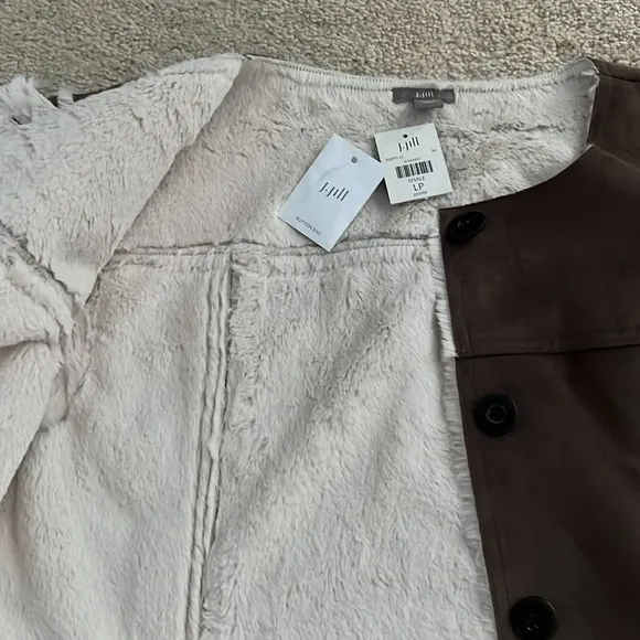 NWT J.Jill Women’s Jacket Shale Brown 2 Side Pockets Super Soft Interior Lining