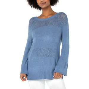 NWT Liverpool Mixed Stitch Crewneck Sweater in Cornflower Blue Heather Sz. S