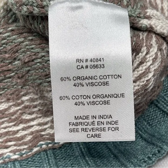 Old Ranch Sweater 1/4 Zip Mock Neck Knit Organic Cotton Cream Green Fisherman XL