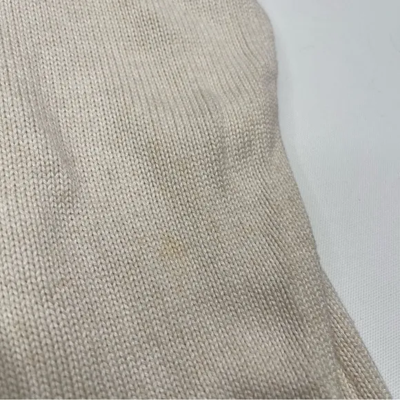 Old Ranch Sweater 1/4 Zip Mock Neck Knit Organic Cotton Cream Green Fisherman XL