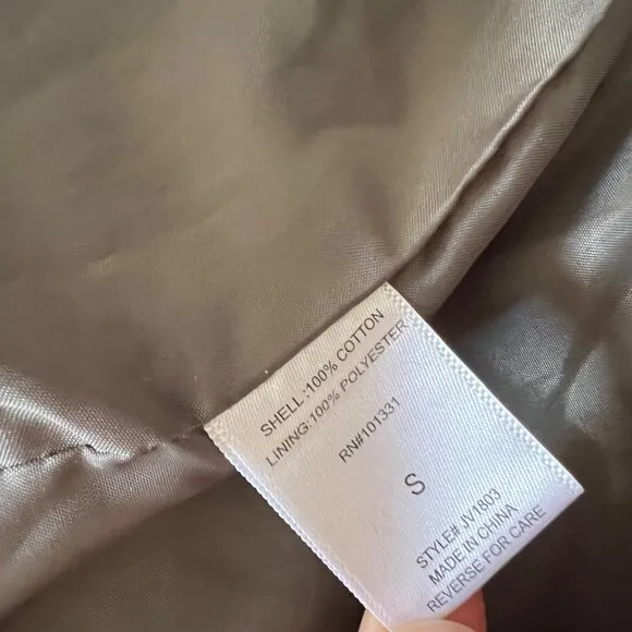 Olive Green Drawstring Utility Hooded Jacket w Button and Zip Closure Y2K Small