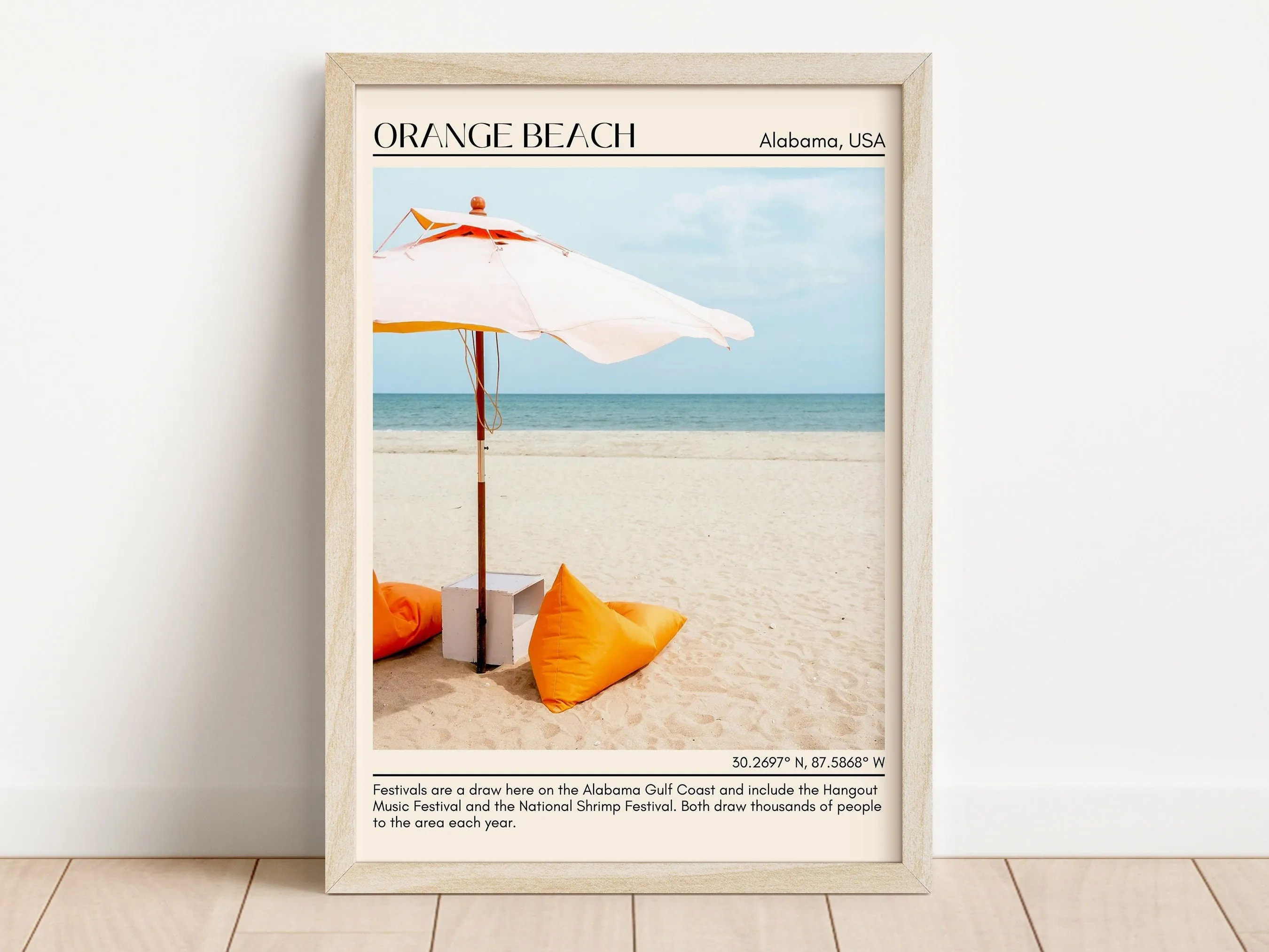 Orange Beach Wall Art Canvas, USA