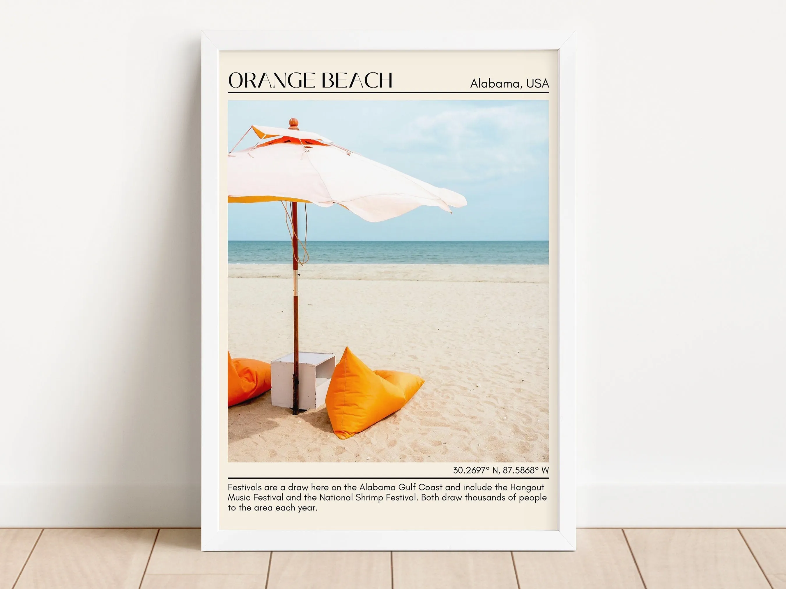 Orange Beach Wall Art Canvas, USA
