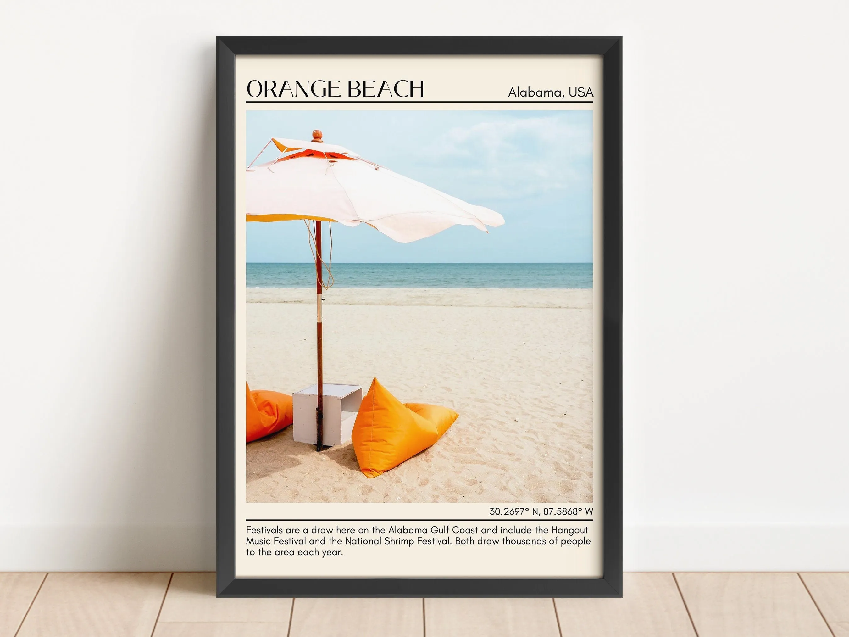 Orange Beach Wall Art Canvas, USA