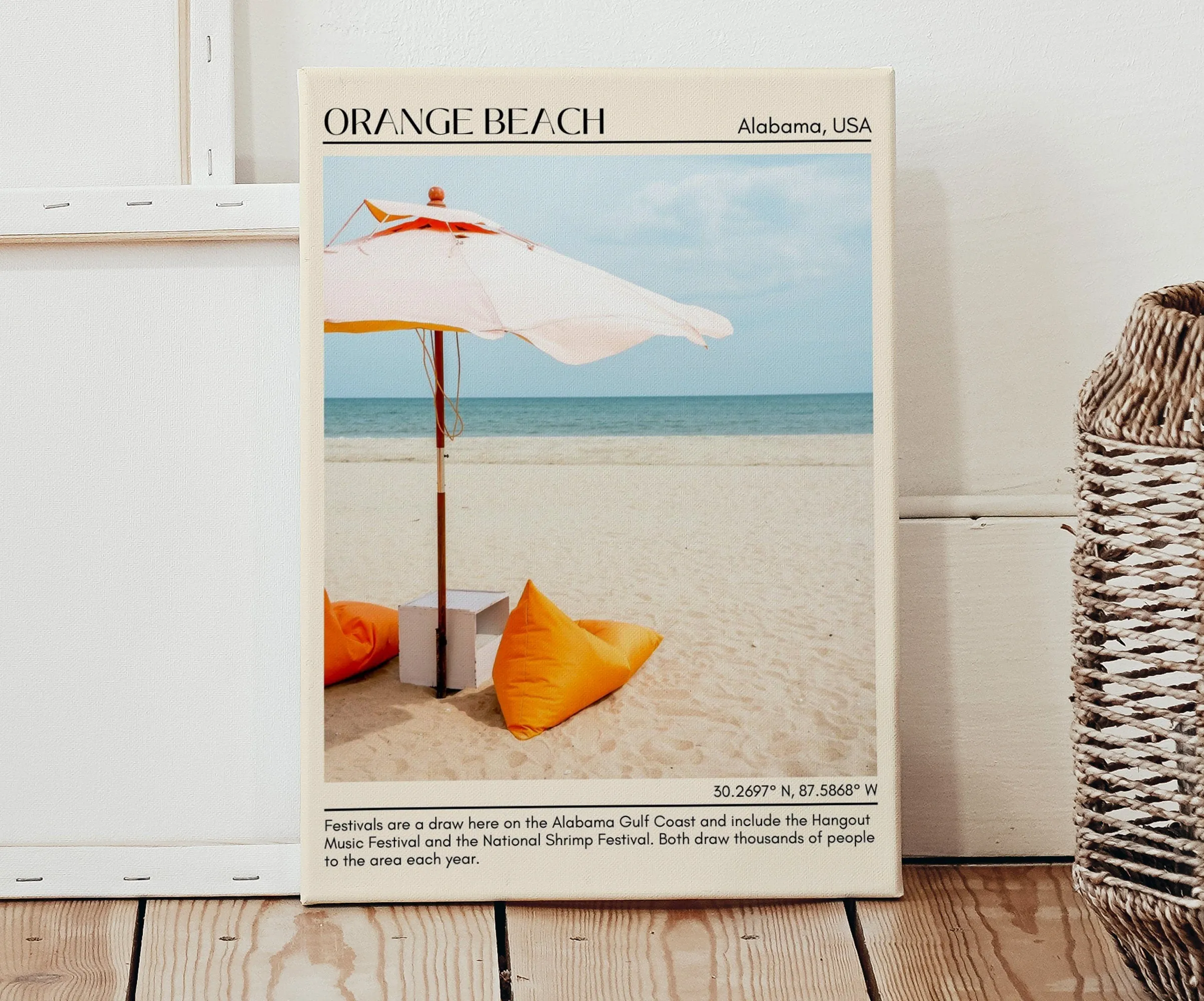 Orange Beach Wall Art Canvas, USA