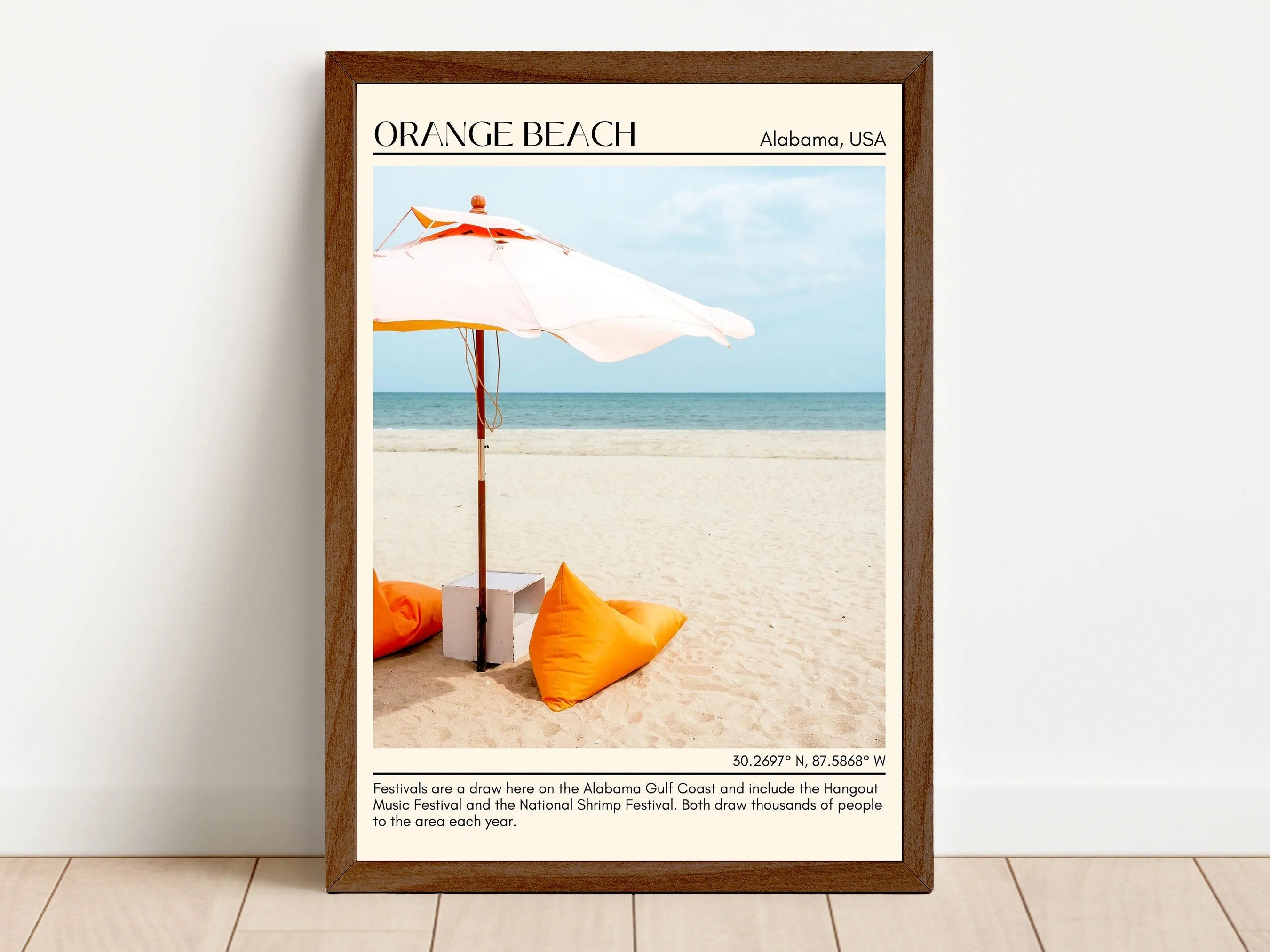 Orange Beach Wall Art Canvas, USA