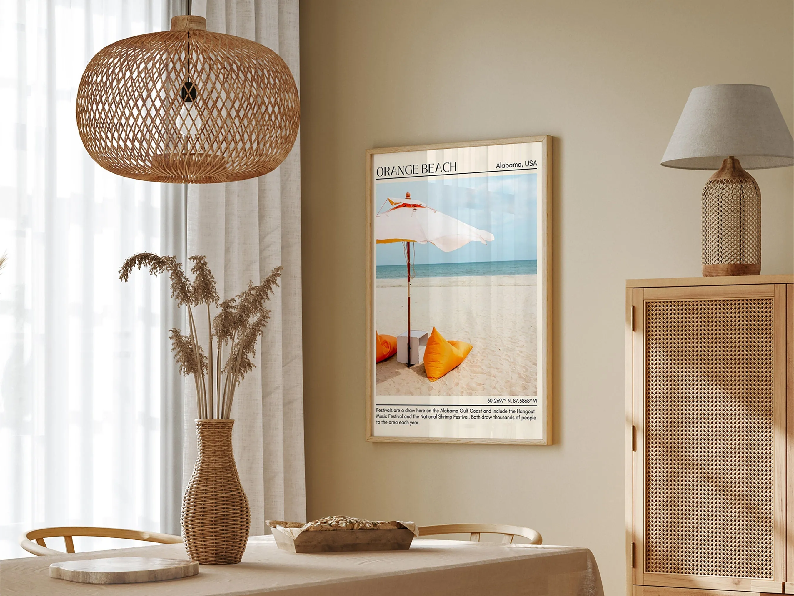 Orange Beach Wall Art Canvas, USA