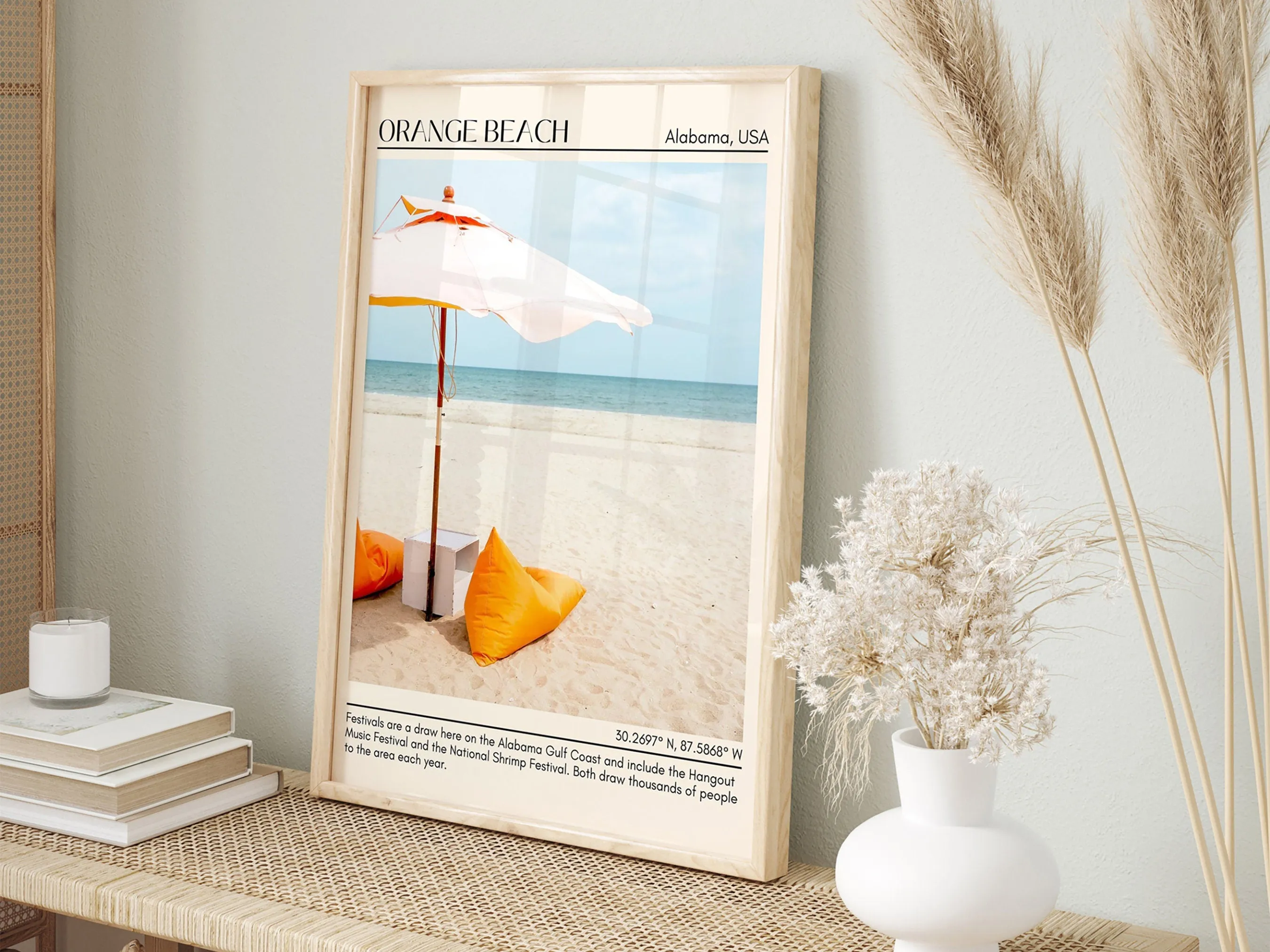 Orange Beach Wall Art Canvas, USA