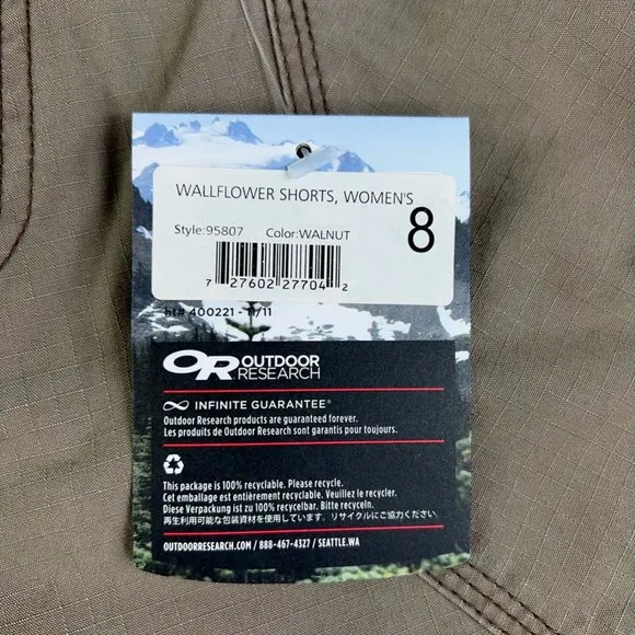 Outdoor Research Womens Wallflower Bermuda Trail Shorts Walnut Windowpane 8 New