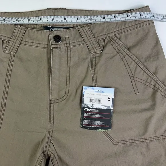 Outdoor Research Womens Wallflower Bermuda Trail Shorts Walnut Windowpane 8 New
