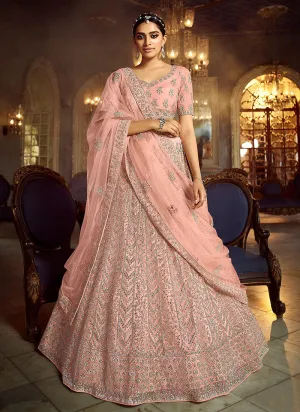 Peach Wedding Lehenga Choli With Handwork Embroidery