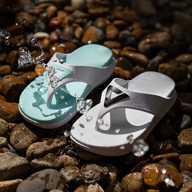 PEAK Women's Taichi Flip Flops - White/Ice Blue