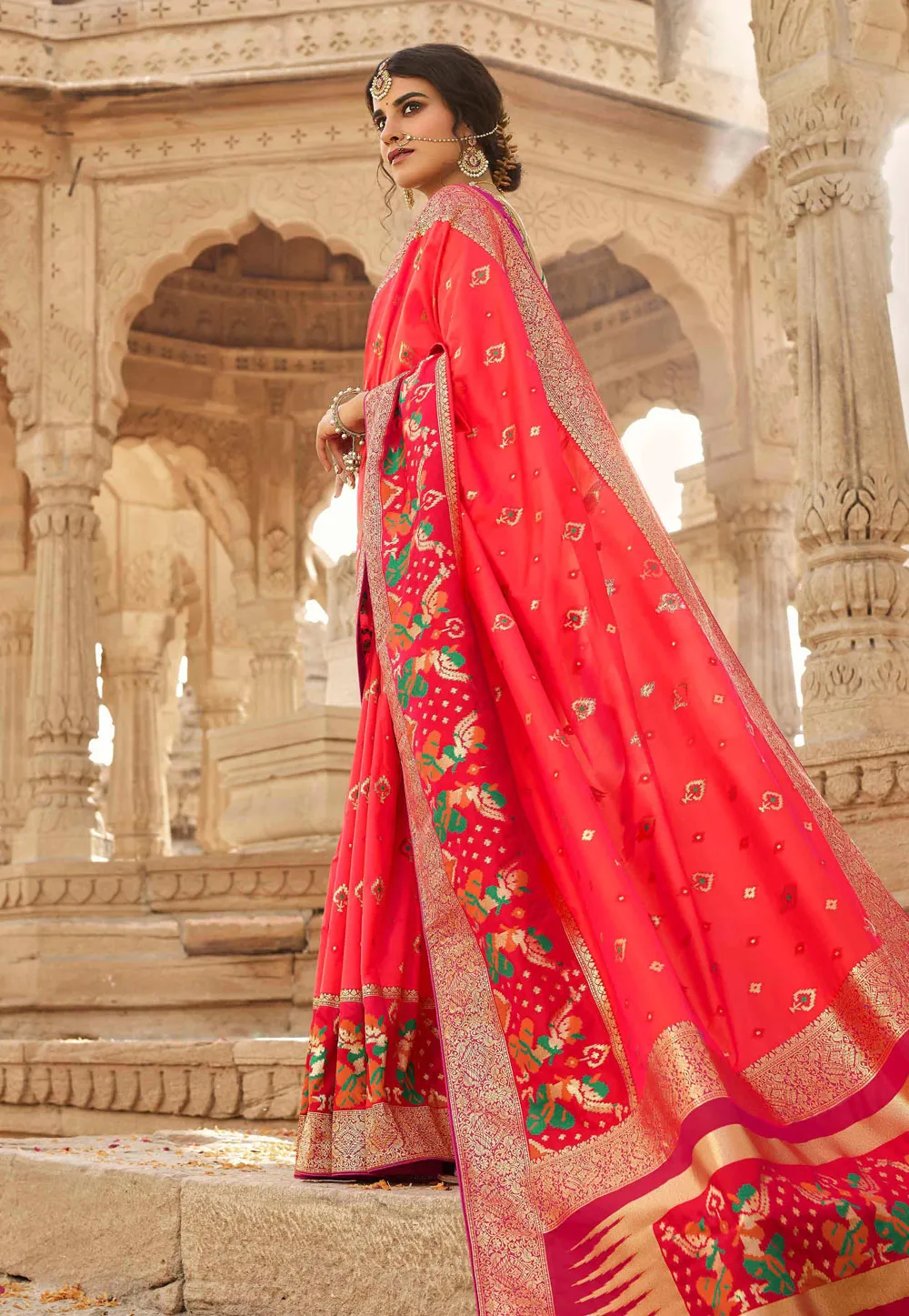 Pink Embroidered Wedding Saree