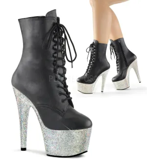 Pleaser Bejeweled 1020 Black Matte/Silver