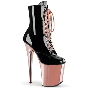 Pleaser Flamingo 1020 Black/Rose Gold Chrome